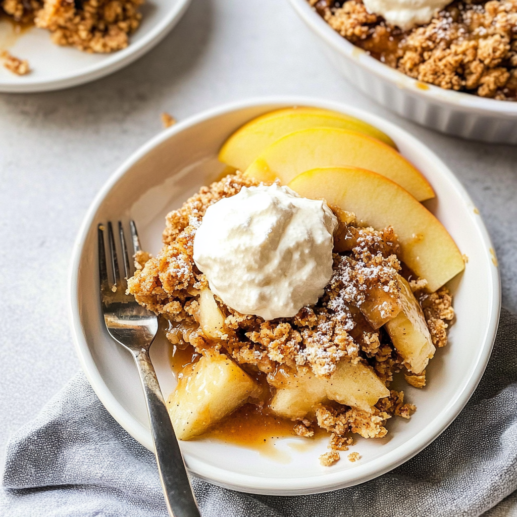 Recipe preparation for apple crisp with oat crumble