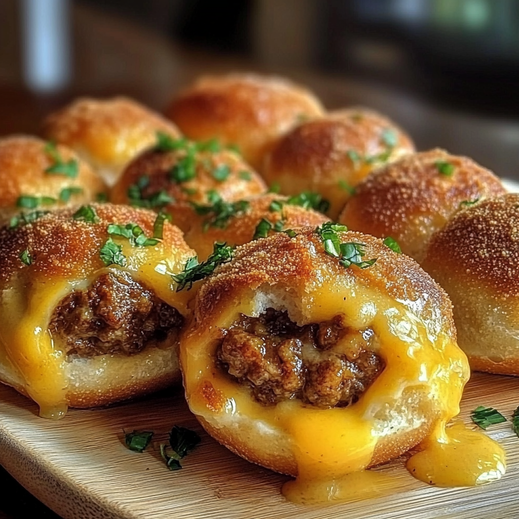 Recipe preparation for Garlic Parmesan Cheeseburger Bombs