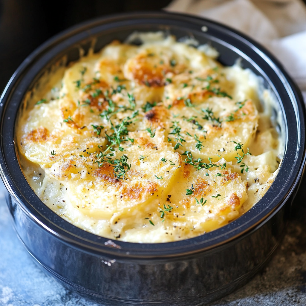 Recipe preparation for Slow Cooker Scalloped Potatoes