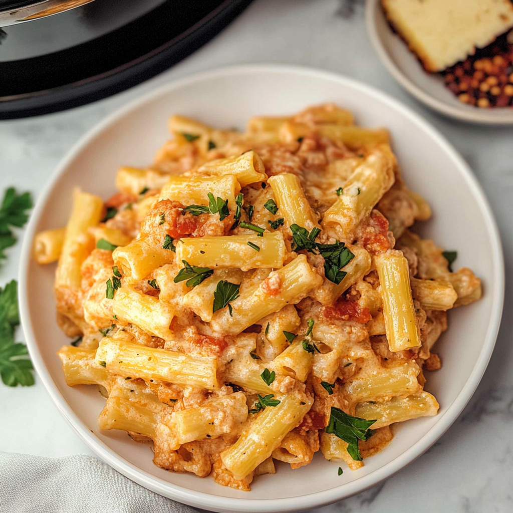 Recipe preparation for Instant Pot Dump and Start Creamy Ziti
