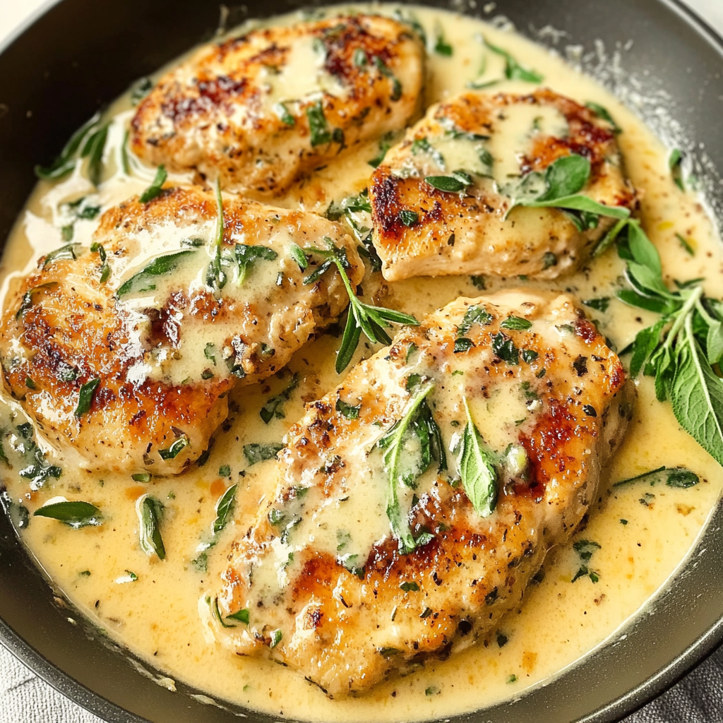 Recipe preparation for Creamy Chicken with Herbs de Provence