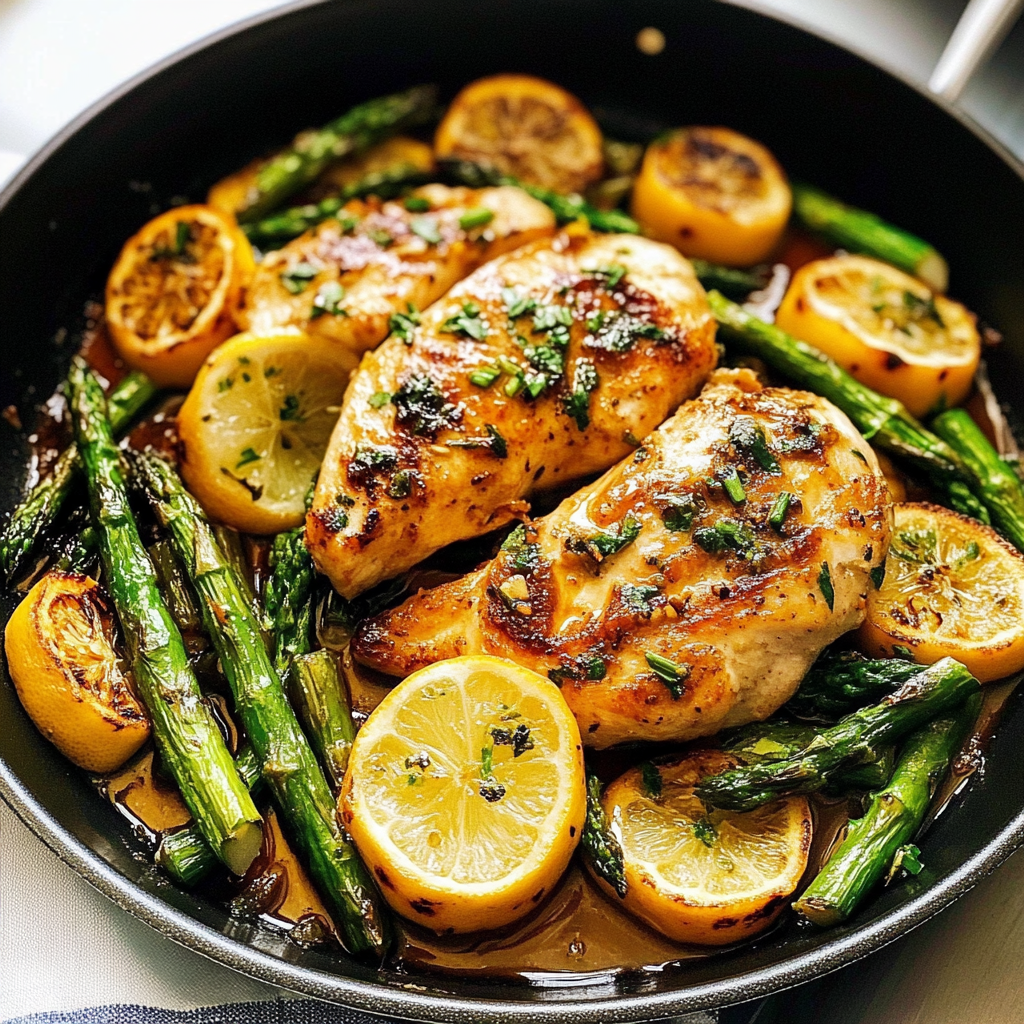 Recipe preparation for 5 Ingredient Lemon Chicken with Asparagus