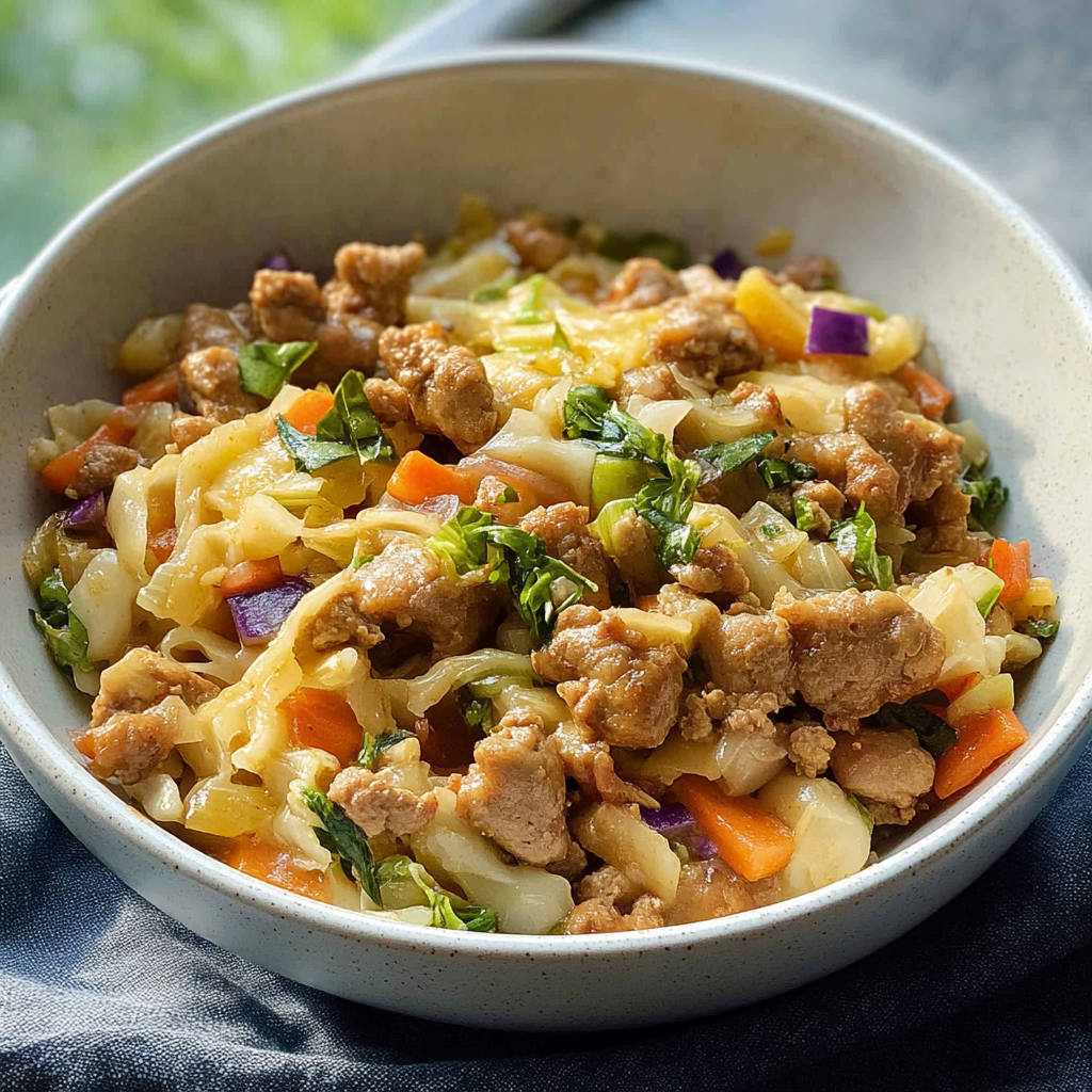 Recipe preparation for Egg Roll In A Bowl