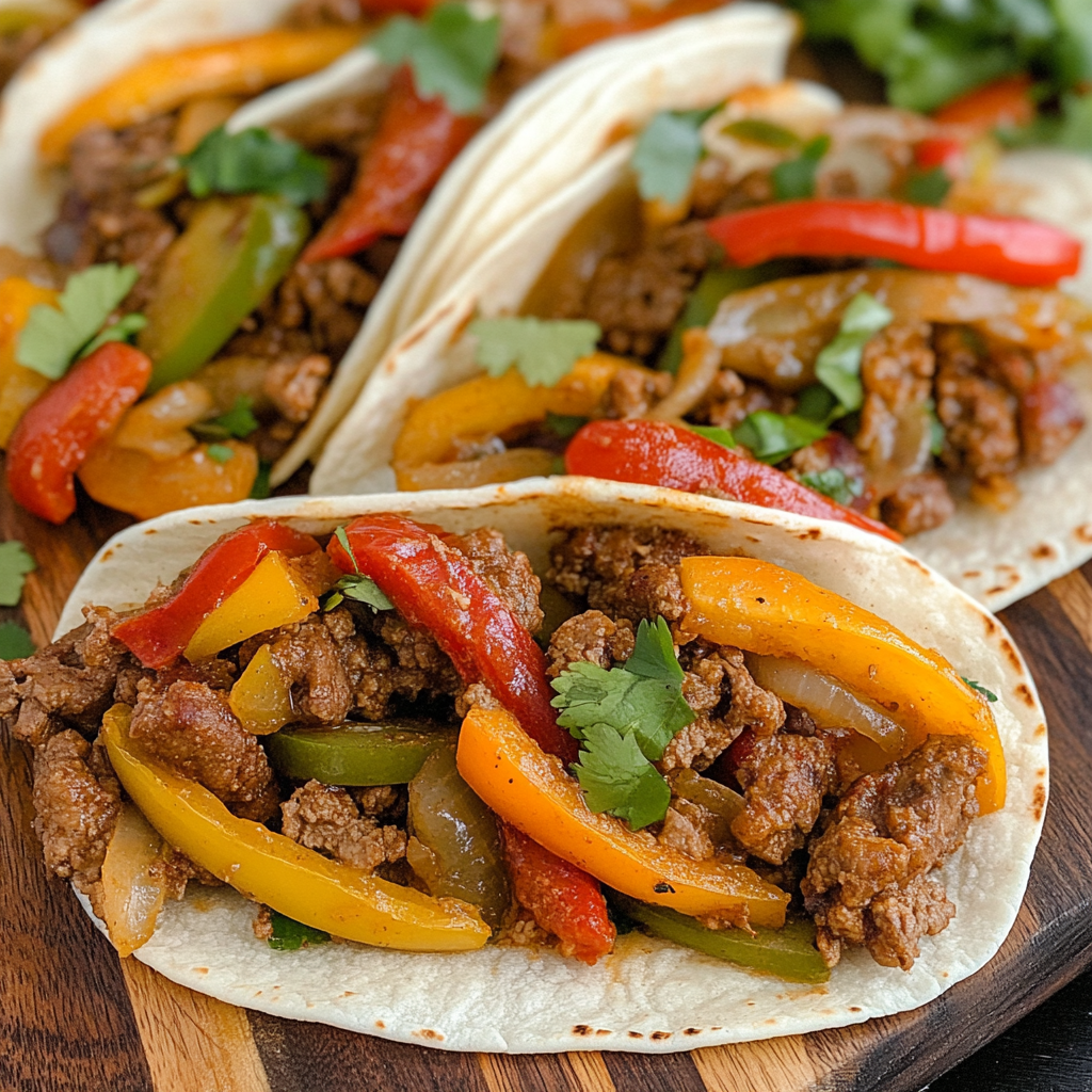 Recipe preparation for Ground beef fajitas