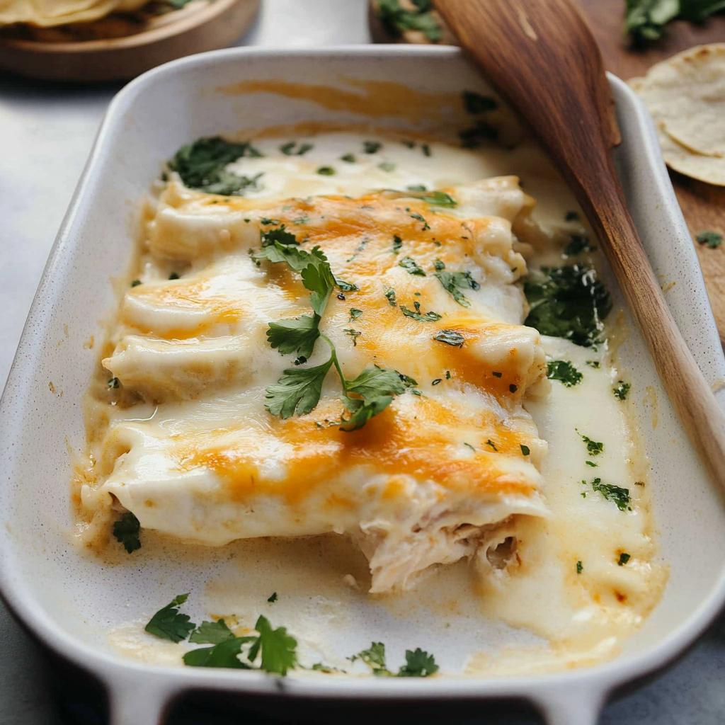 Recipe preparation for White Chicken Enchiladas