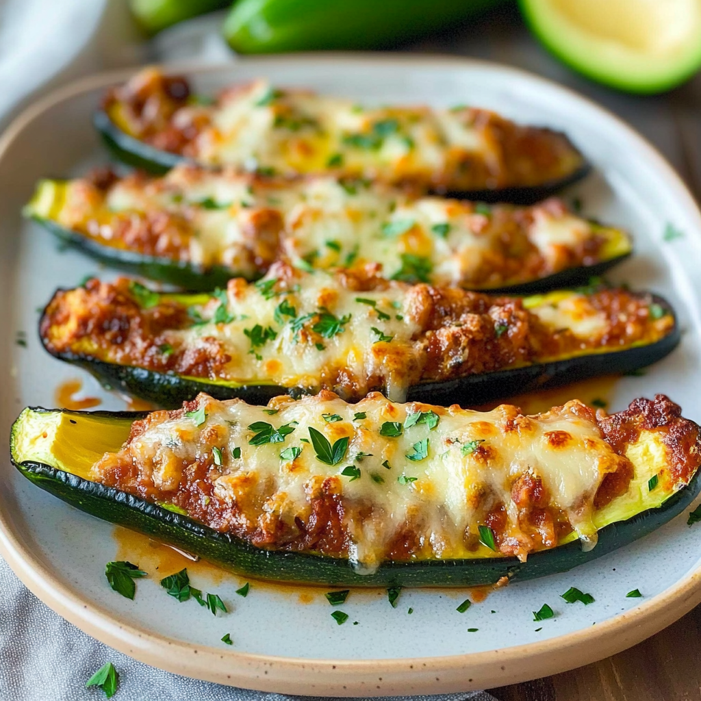 Recipe preparation for Stuffed Zucchini Boats
