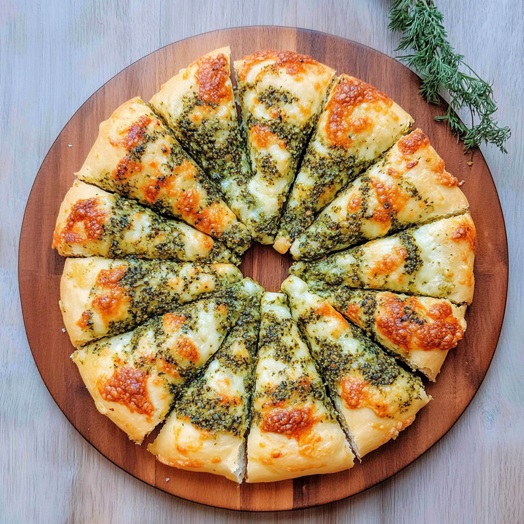 Recipe preparation for Cheesy Pesto Wreath