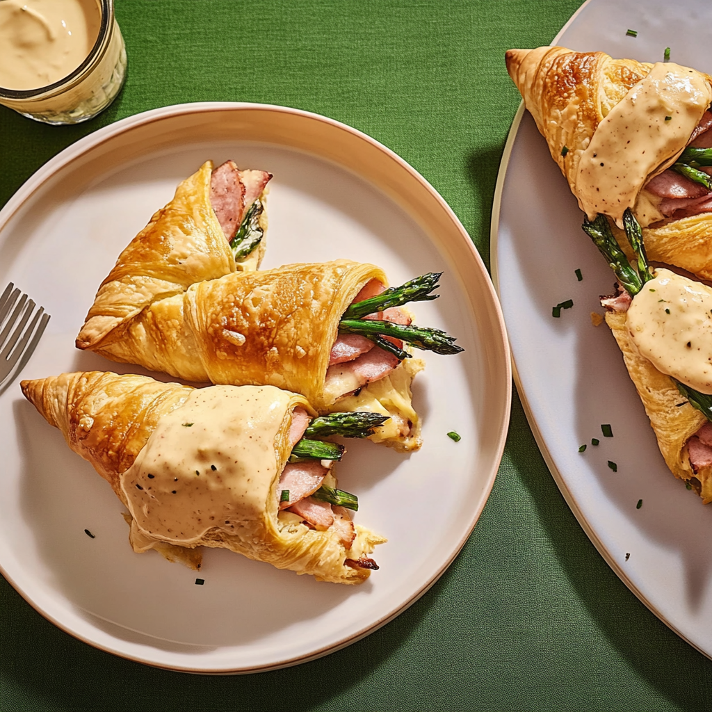 Recipe preparation for Ham and Cheese Puff Pastry Bundles