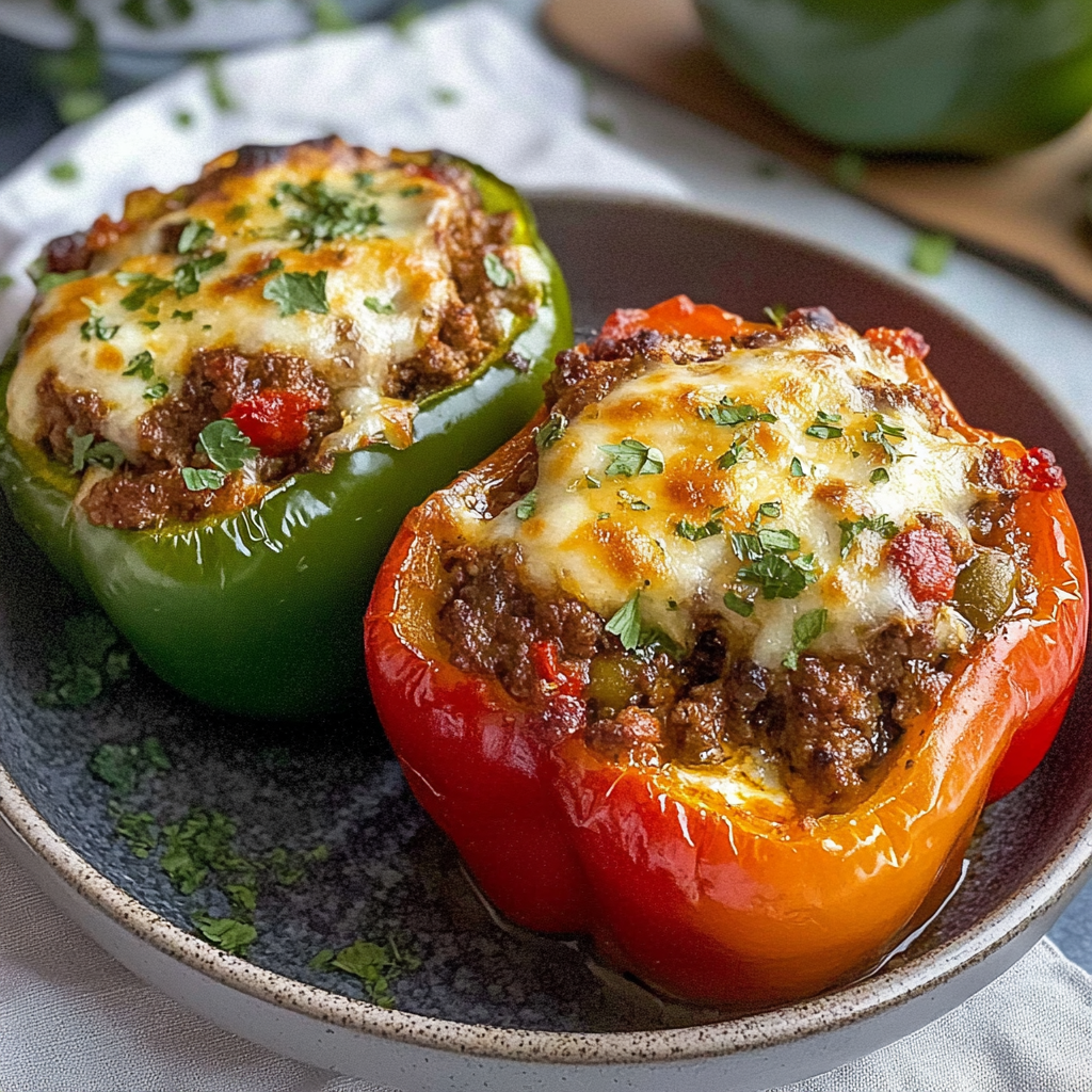 Recipe preparation for Ground Chicken Stuffed Peppers