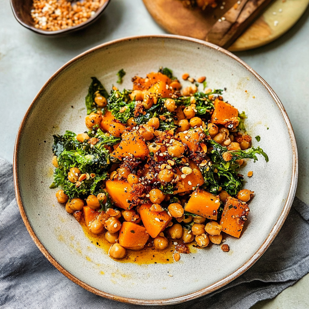 Recipe preparation for Roasted Pumpkin Chickpea Salad