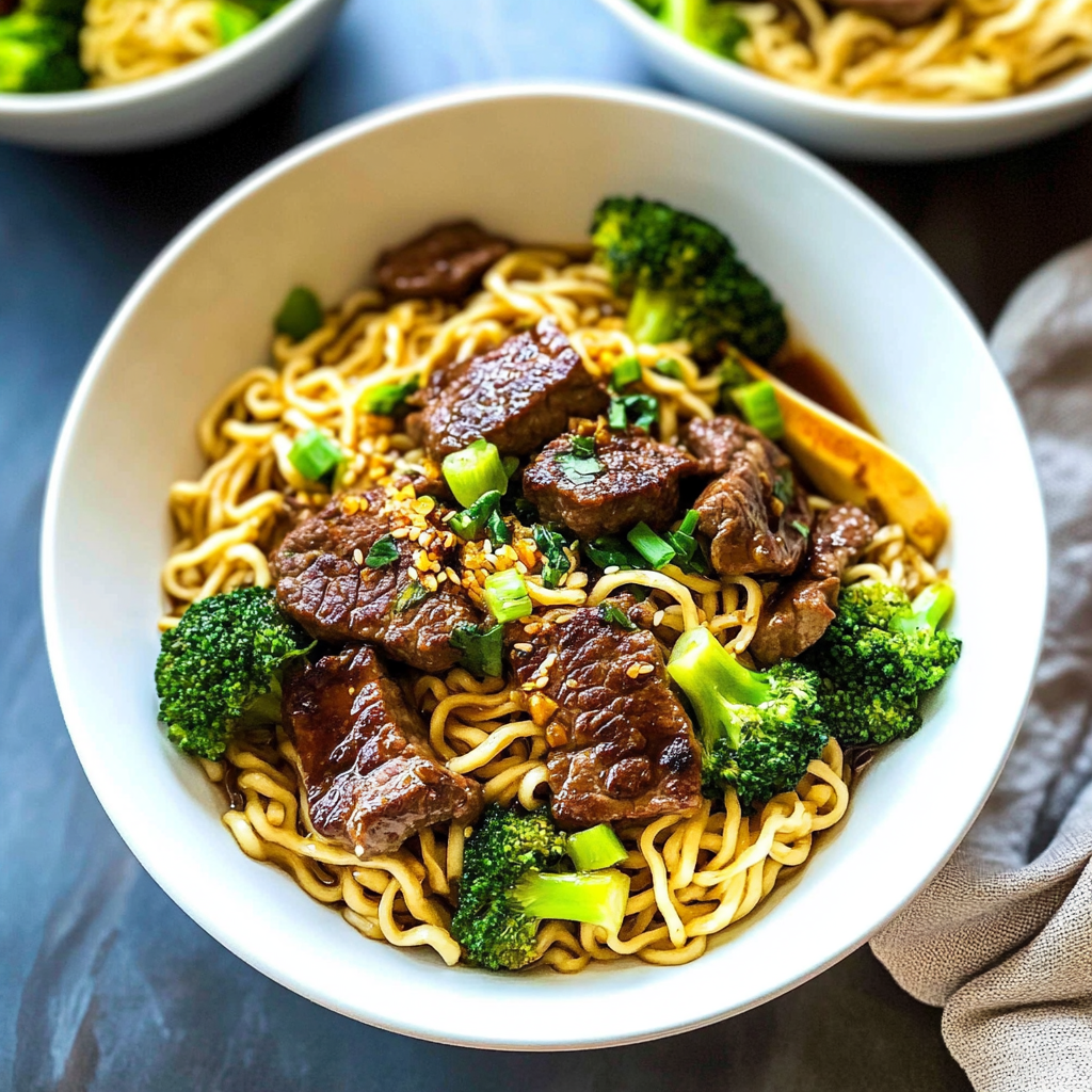 Recipe preparation for Beef and Broccoli Instant Pot Ramen