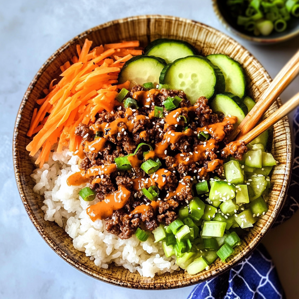 Recipe preparation for Easy Korean Ground Beef Bowls