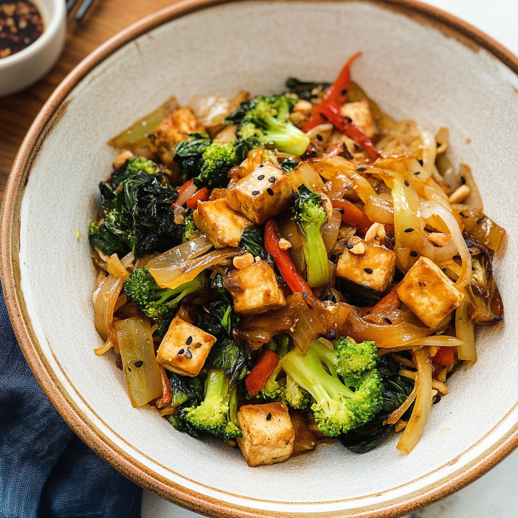 Recipe preparation for Healthy Cabbage Tofu Stir-Fry