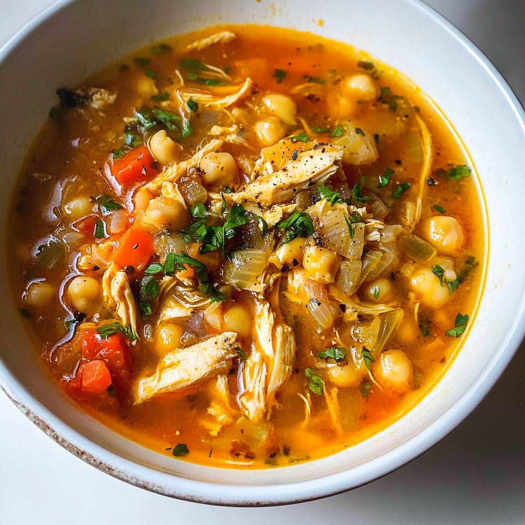 Recipe preparation for Protein-Packed Chicken and Chickpea Soup