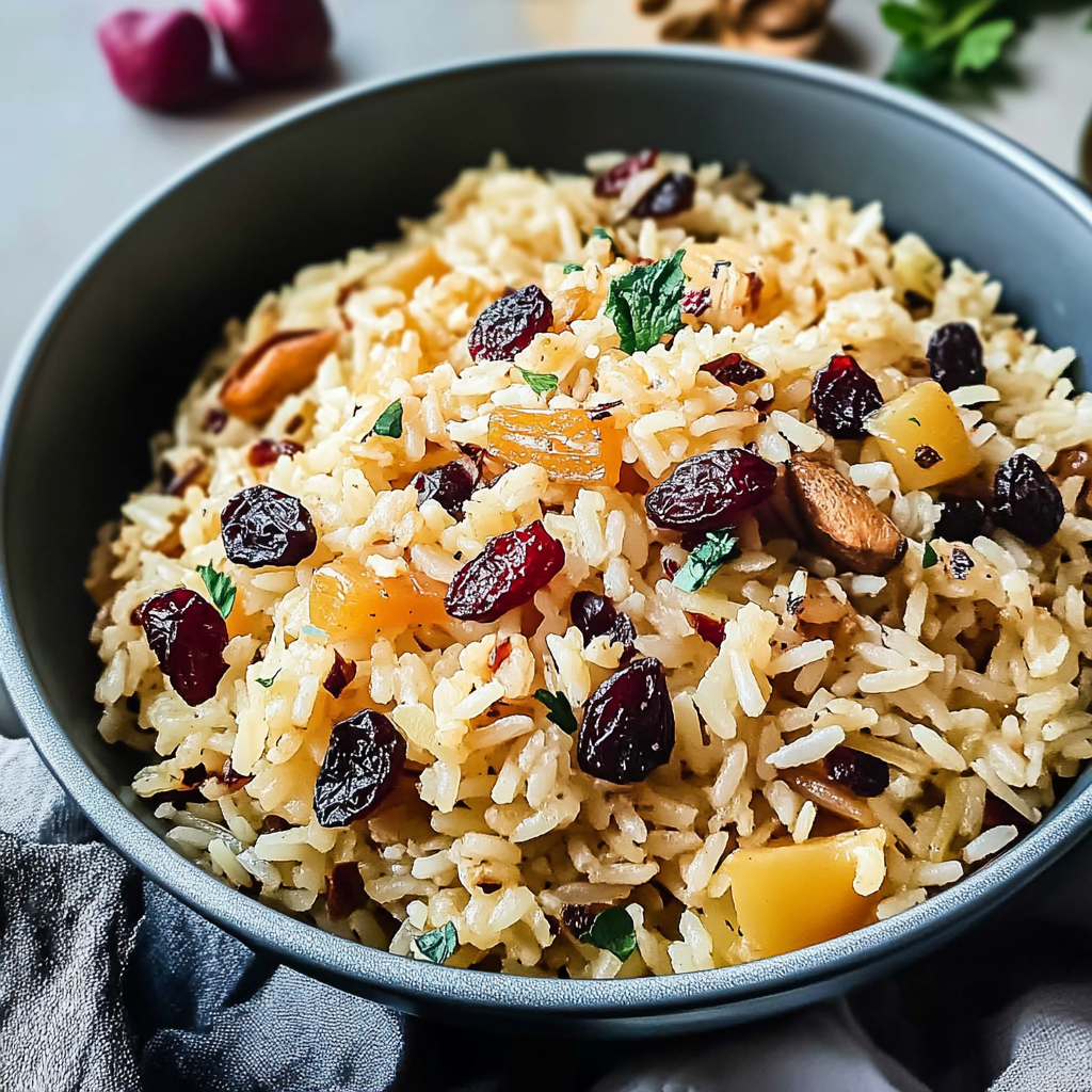 Recipe preparation for Instant Pot Holiday Spiced Rice Pilaf with Dried Fruits