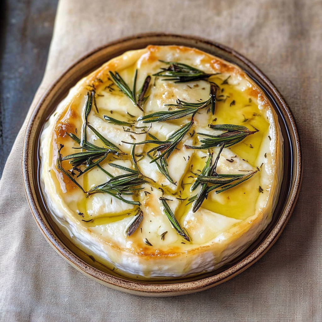 Recipe preparation for Baked Camembert with Garlic and Rosemary