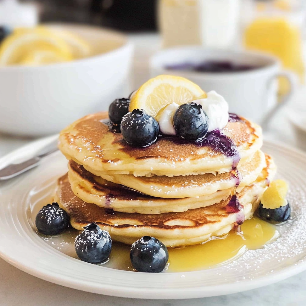 Recipe preparation for Blueberry Lemon Ricotta Pancakes