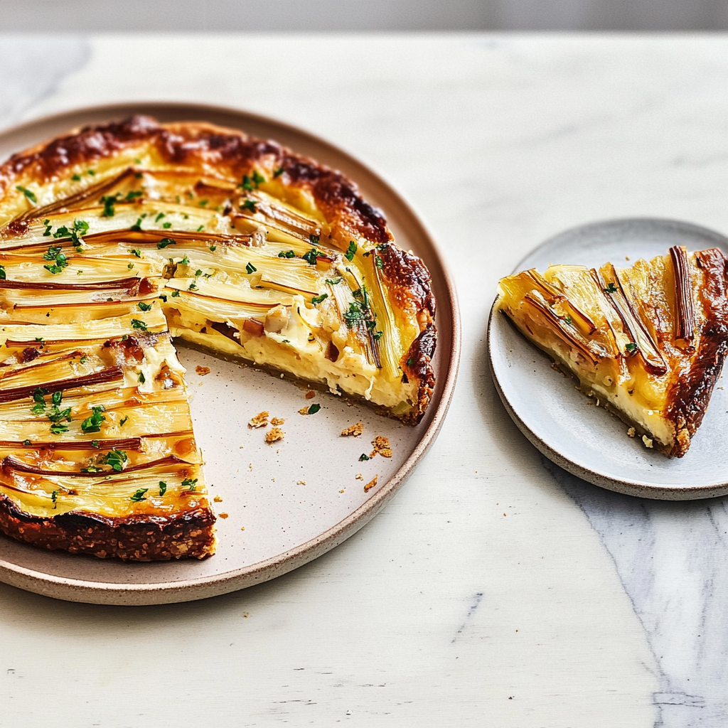 Recipe preparation for Quiche Lorraine with Caramelized Leeks