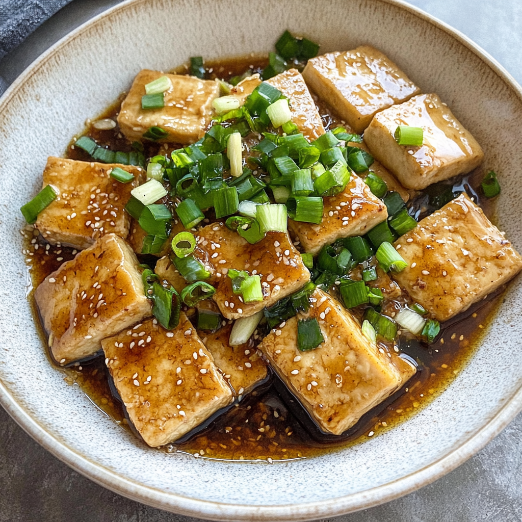 Recipe preparation for Crispy Tofu with Ginger and Scallion Sauce