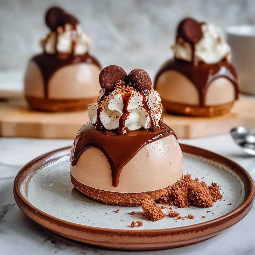 Recipe preparation for Gingerbread Latte Mousse Domes