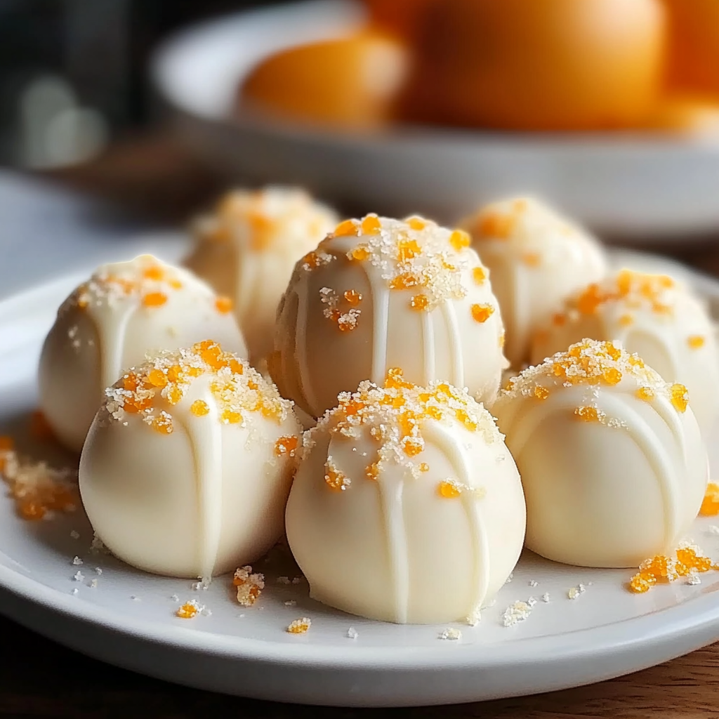 Recipe preparation for White Chocolate Orange Creamsicle Truffles