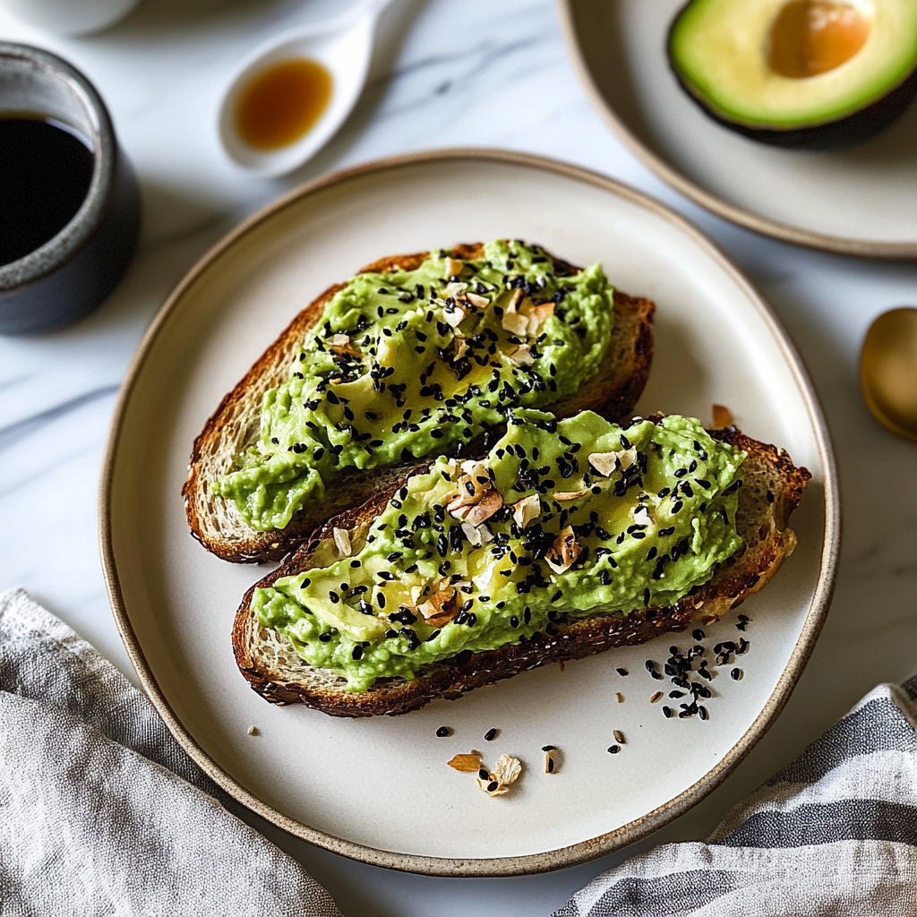 Recipe preparation for Miso Avocado Toast with Furikake Seasoning