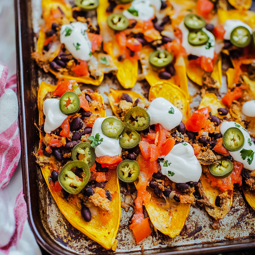 Recipe preparation for Mini Bell Pepper Nachos with Black Beans and Jalapeños
