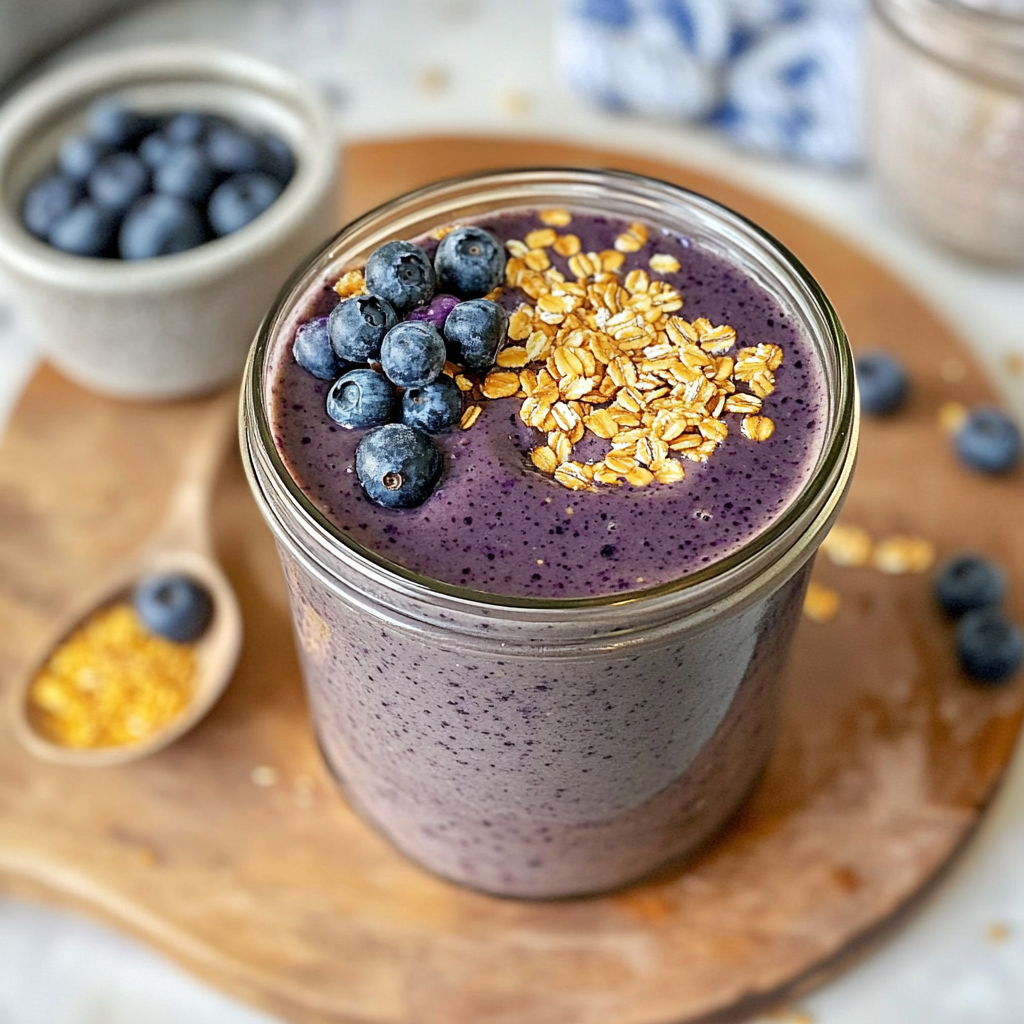 Recipe preparation for flaxseed blueberry smoothie