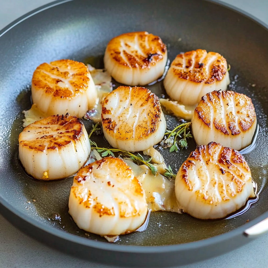 Recipe preparation for Pan Seared Scallops