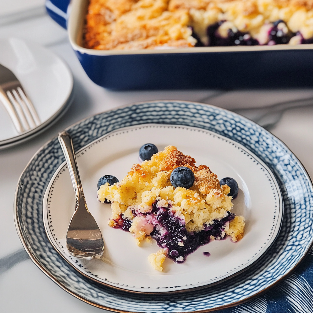 Recipe preparation for Lemon Blueberry Dump Cake