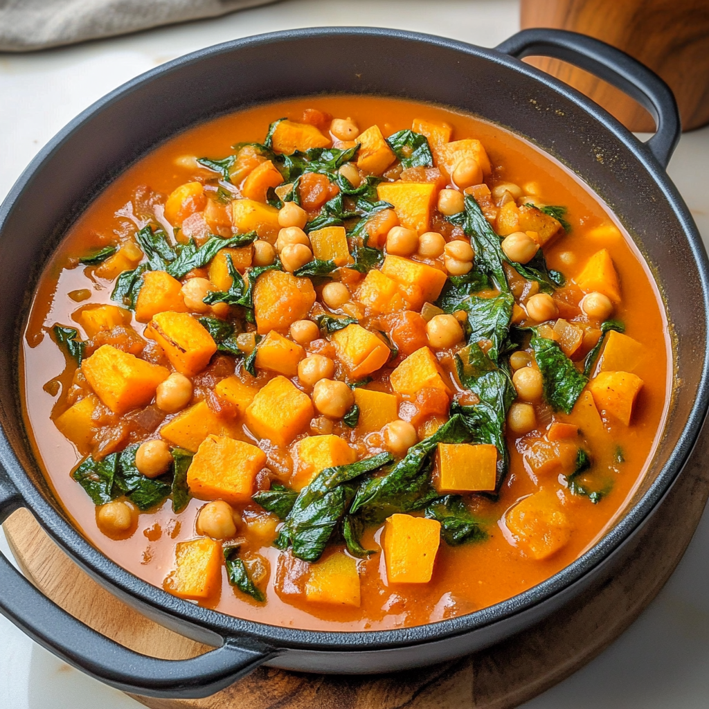 Recipe preparation for Slow Cooker Sweet Potato & Chickpea Stew
