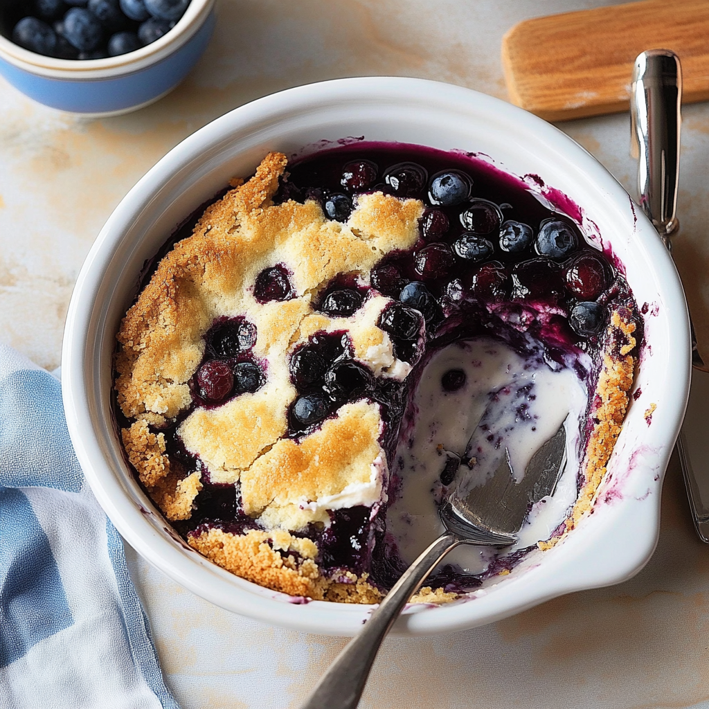 Recipe preparation for Blueberry Cheesecake Dump Cake