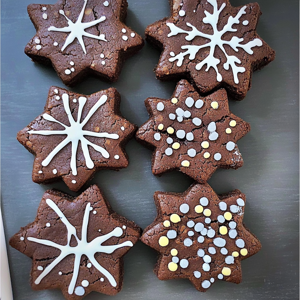 Recipe preparation for Brownie Snowflake Cookies