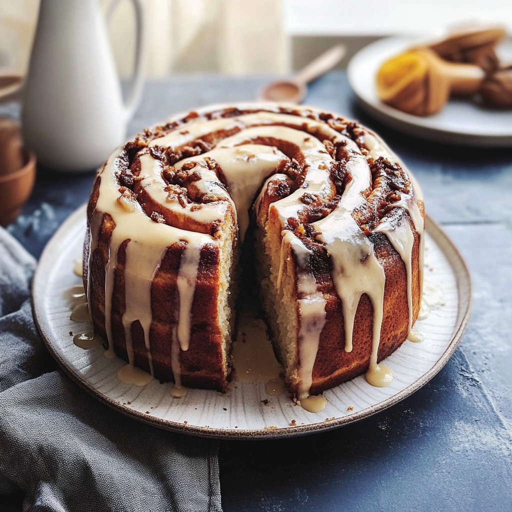 Recipe preparation for Cinnamon Roll Cake