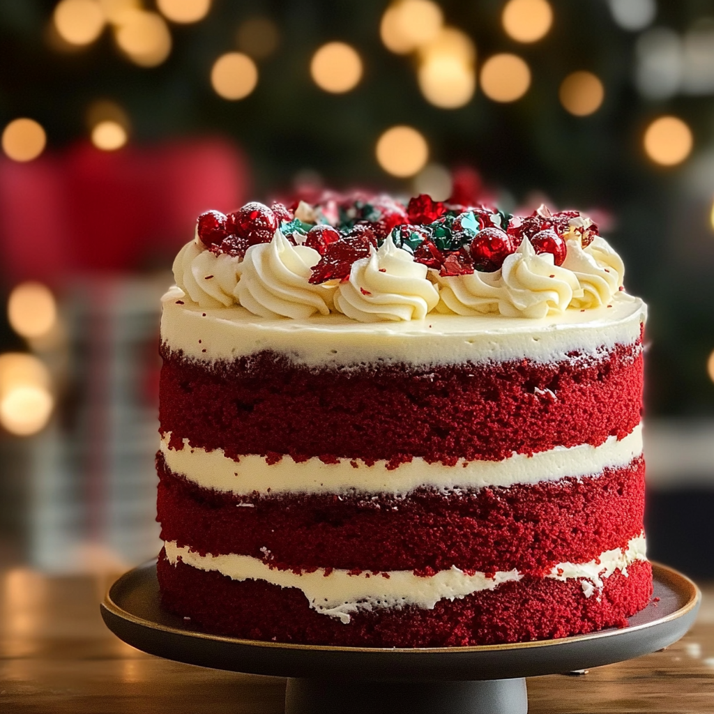 Recipe preparation for Red Velvet Christmas Cake
