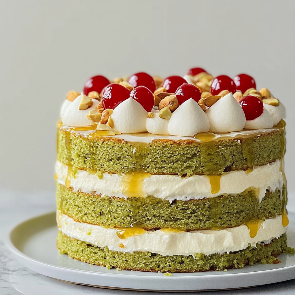 Recipe preparation for Pistachio Christmas Cake