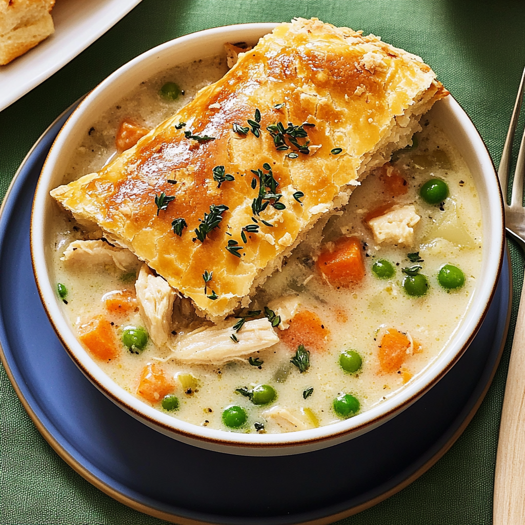 Recipe preparation for Quick Creamy Chicken Pot Pie Soup