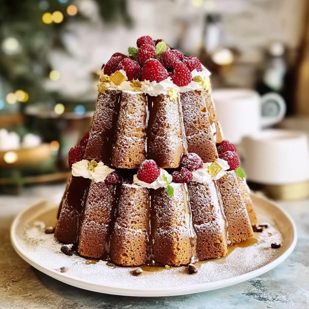 Recipe preparation for Pandoro Christmas Tree Cake