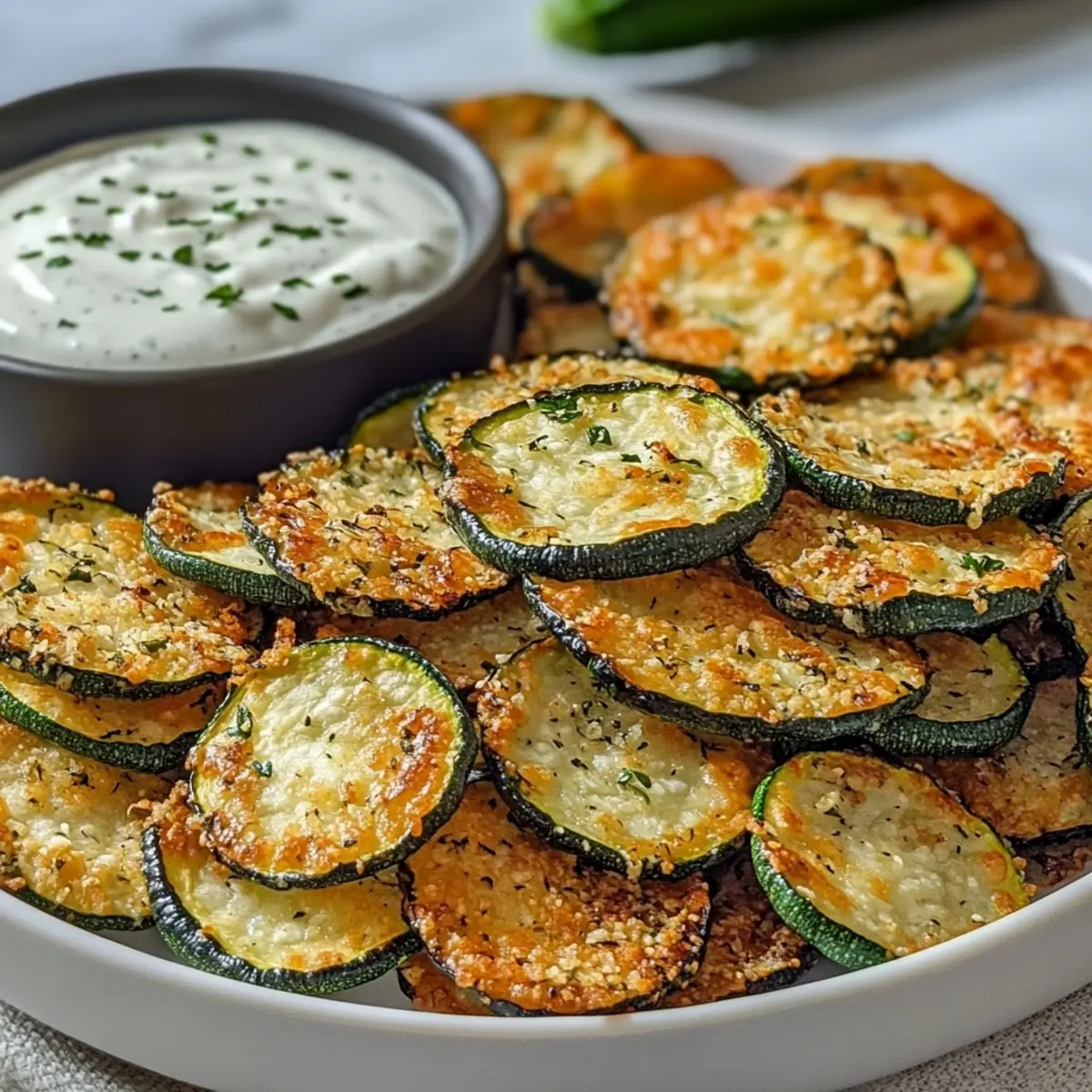 Air Fryer Zucchini Chips with Ranch