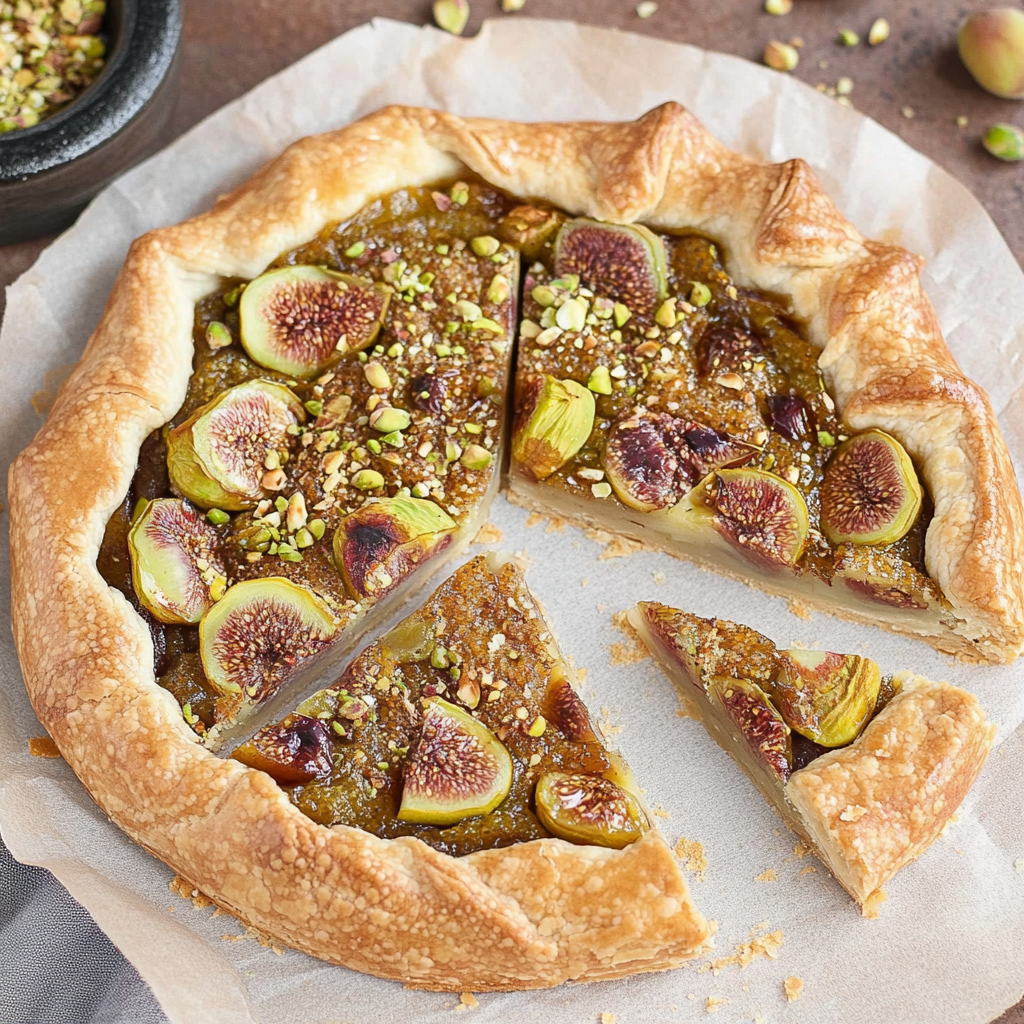 Recipe preparation for Caramelized Fig & Pistachio Heritage Galette