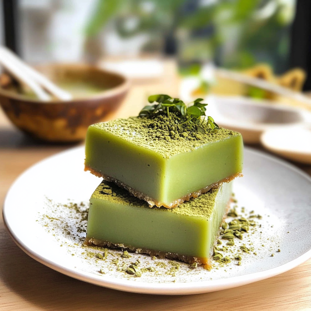 Recipe preparation for Matcha Butter Mochi Recipe (Green Tea Mochi Cake)
