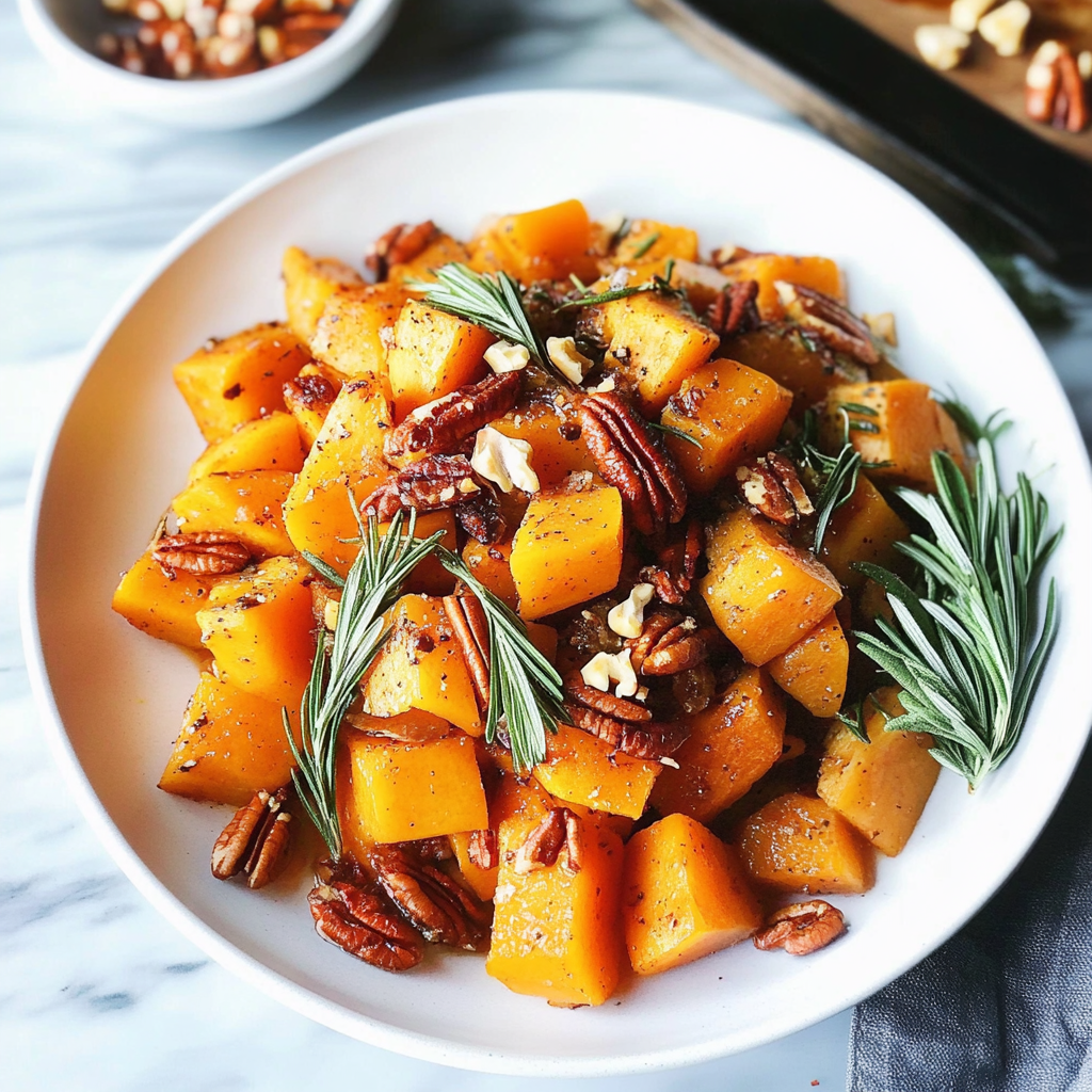 Recipe preparation for Roasted Butternut Squash & Pecan High-Fiber Bowl