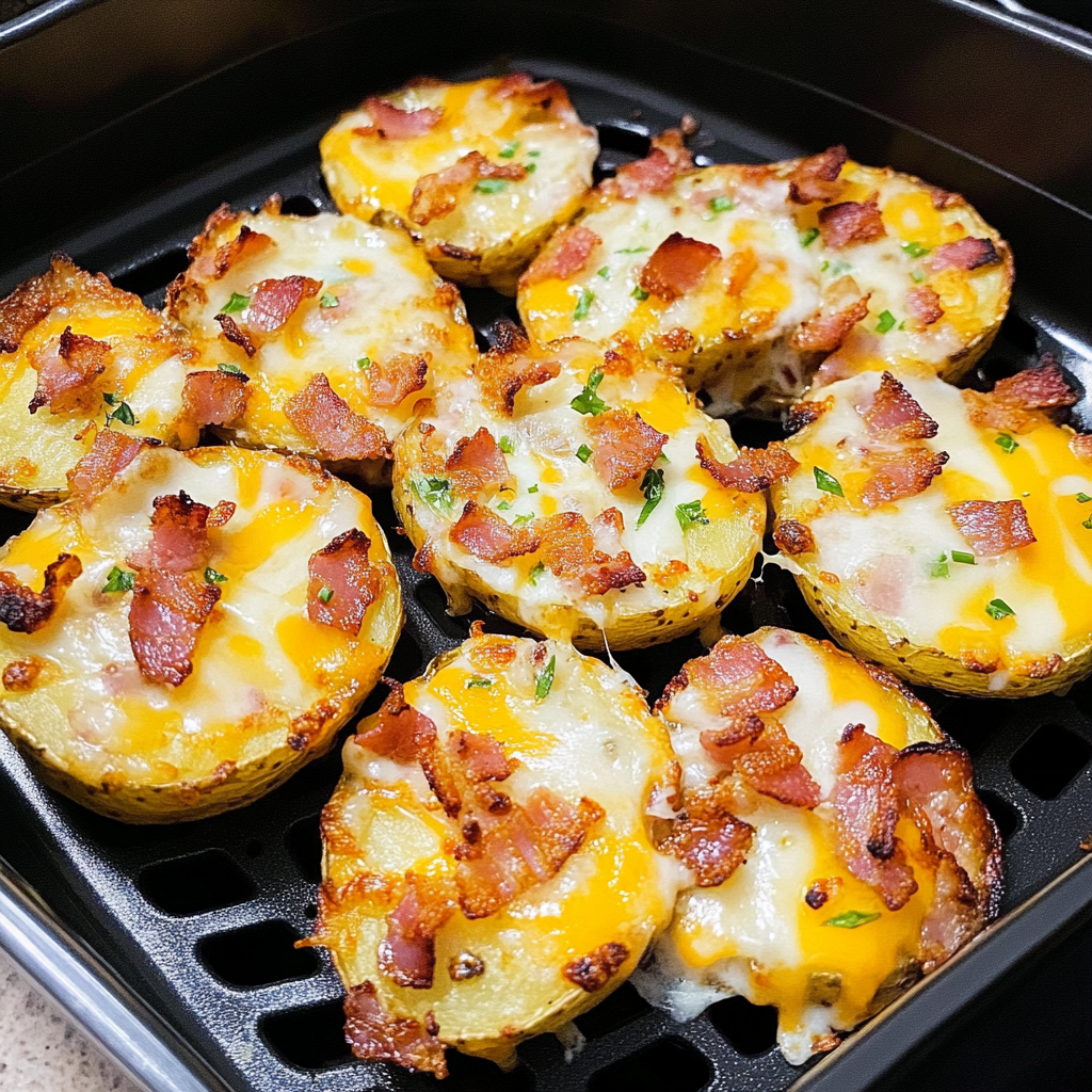 Recipe preparation for Air Fryer Bacon and Cheese Potato Slices