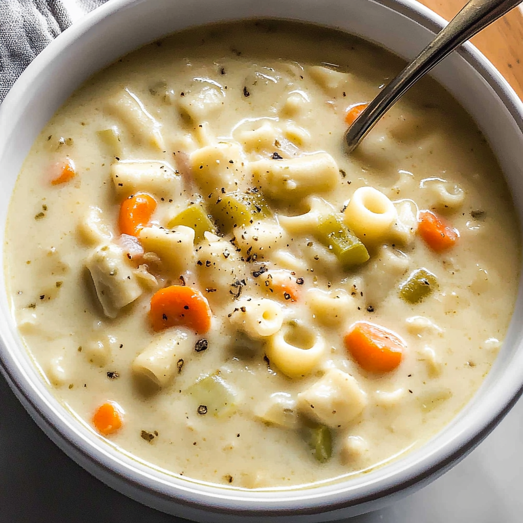 Recipe preparation for Creamy Ditalini Soup