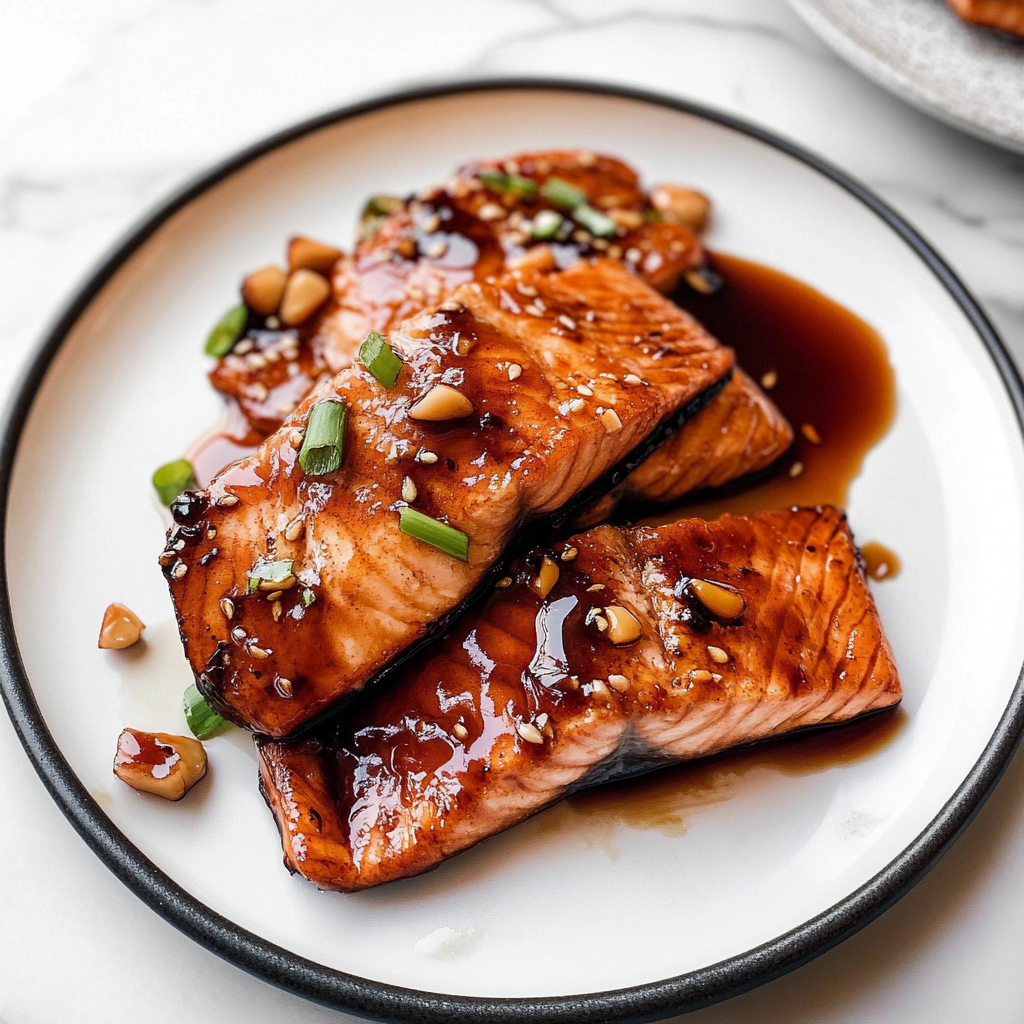 Recipe preparation for Honey Garlic Soy Glazed Salmon