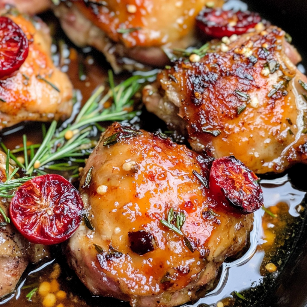 Recipe preparation for Blood Orange and Rosemary Glazed Chicken Thighs