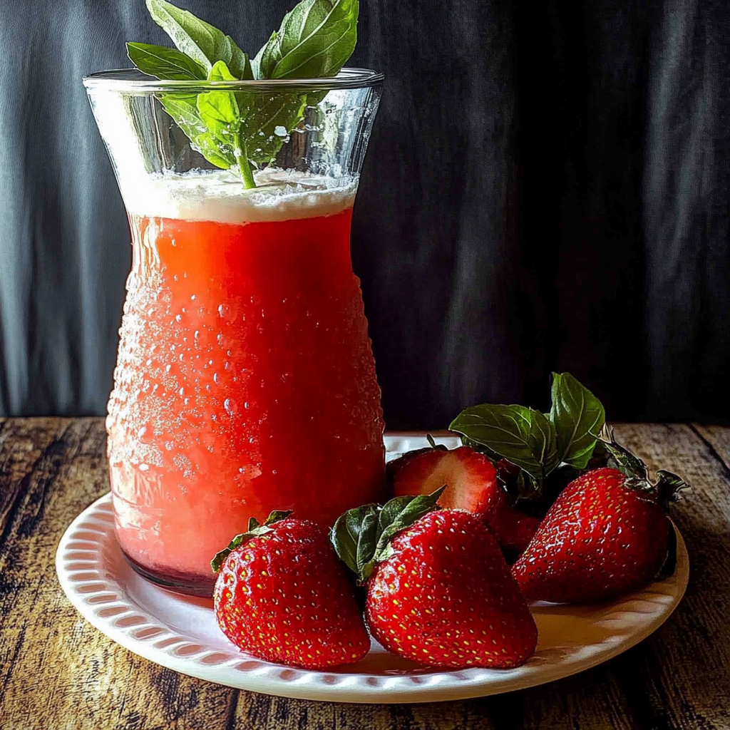 Recipe preparation for Strawberry Basil Refresher