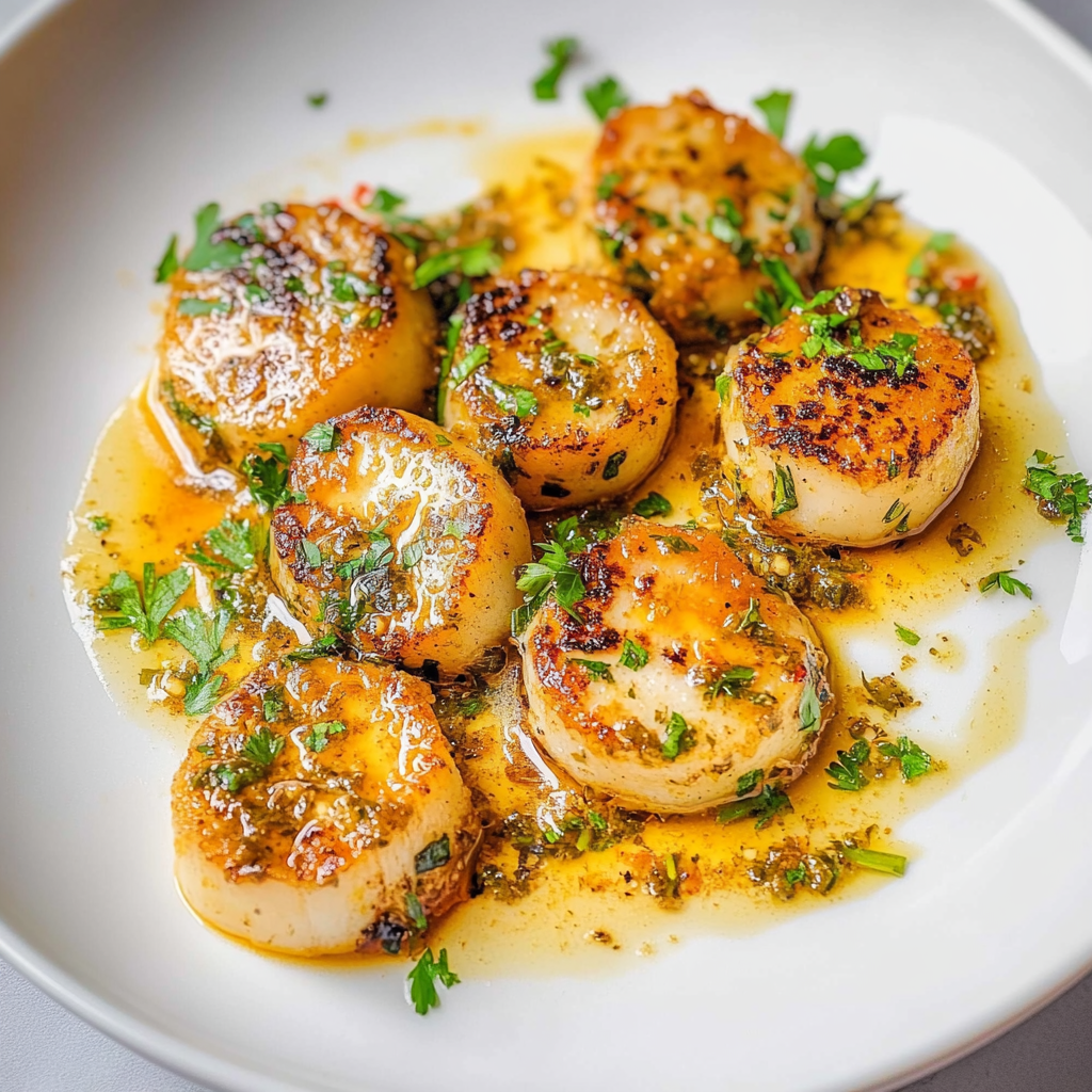 Recipe preparation for Herb Butter Scallops