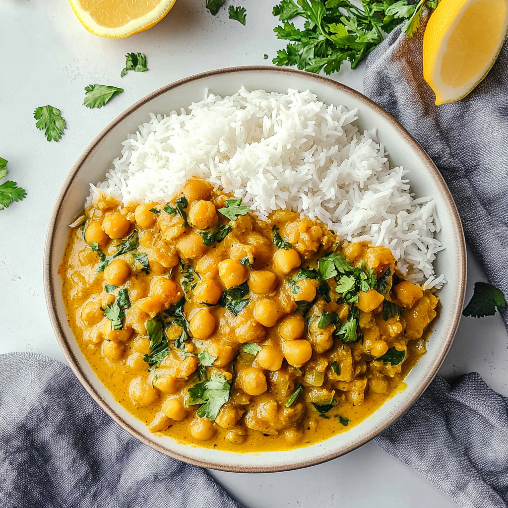 Recipe preparation for Coconut Chickpea Curry