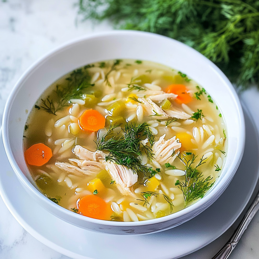 Recipe preparation for Lemon Chicken Orzo Soup